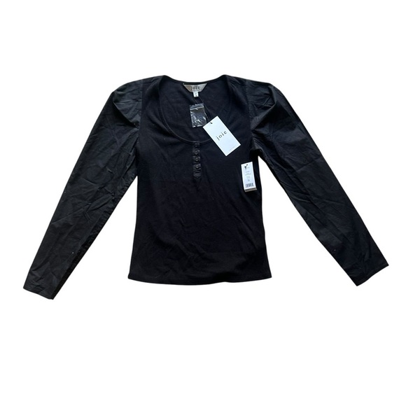 Joie Nadine Long Sleeve Top NWT Women’s size XS Cavier Black - Picture 3 of 9